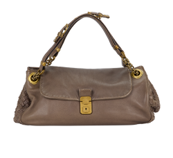 Intrecciato Shoulder Bag, Leather, Brown, 2103, 1*